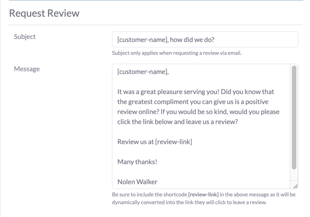 DataPins Email Review Request Feature (Screenshot)