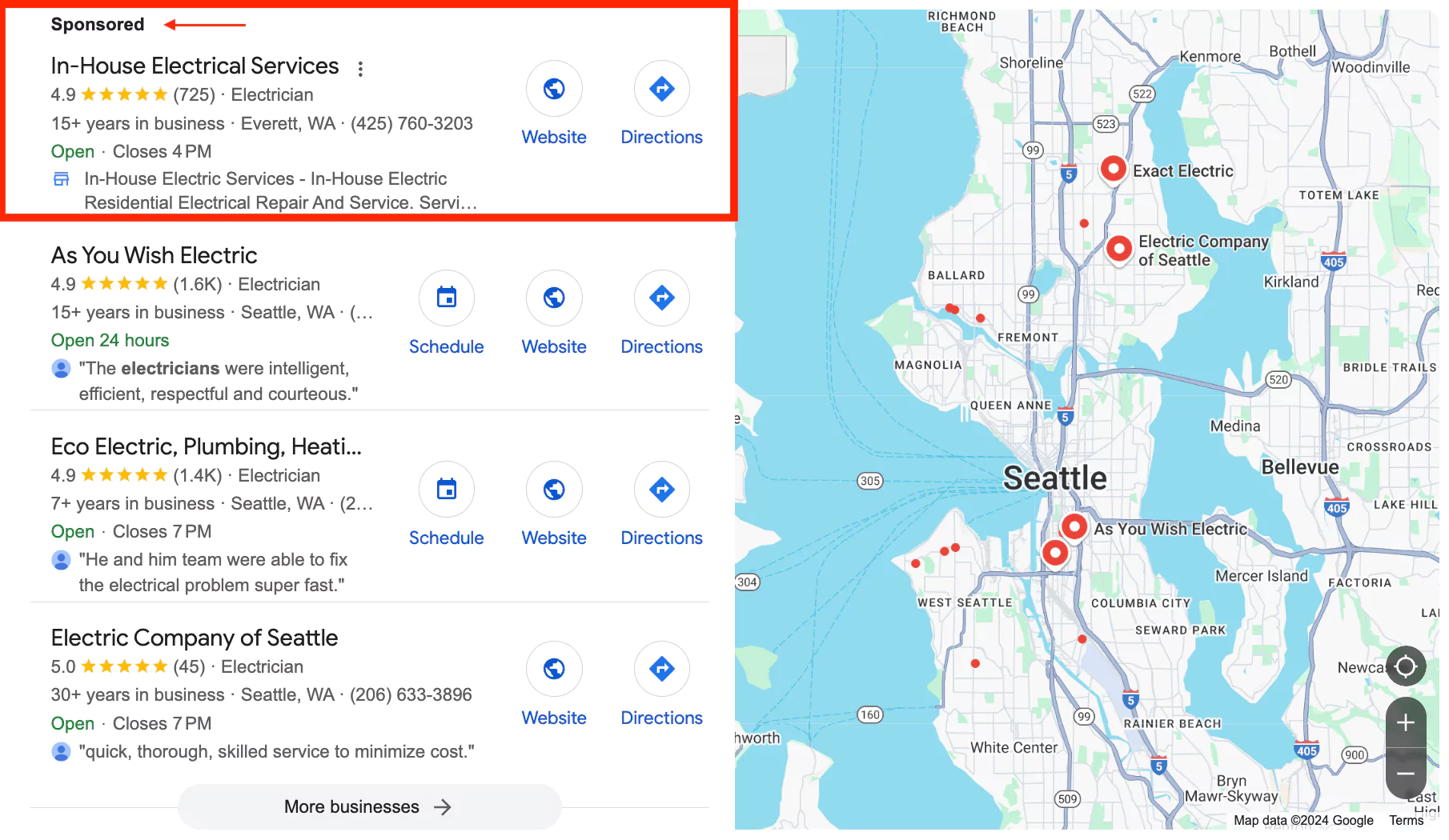 Google Maps Ad Example