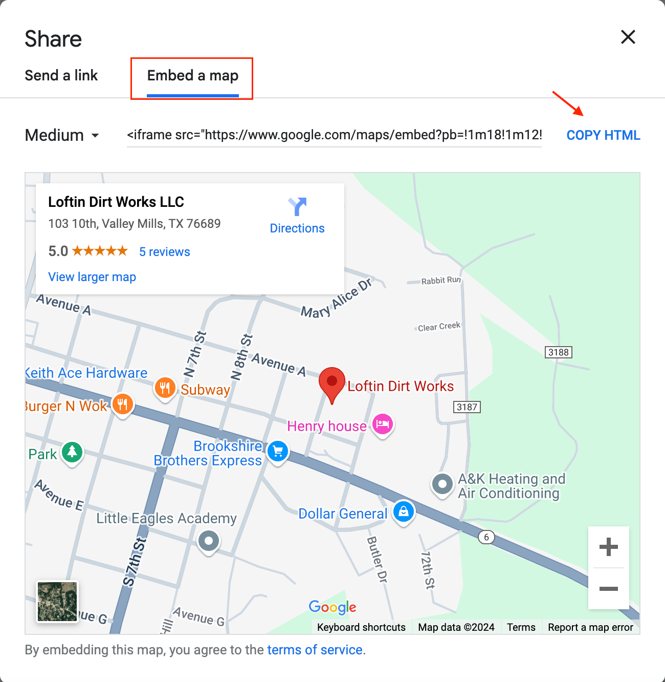 Google Maps HTML Map Embed