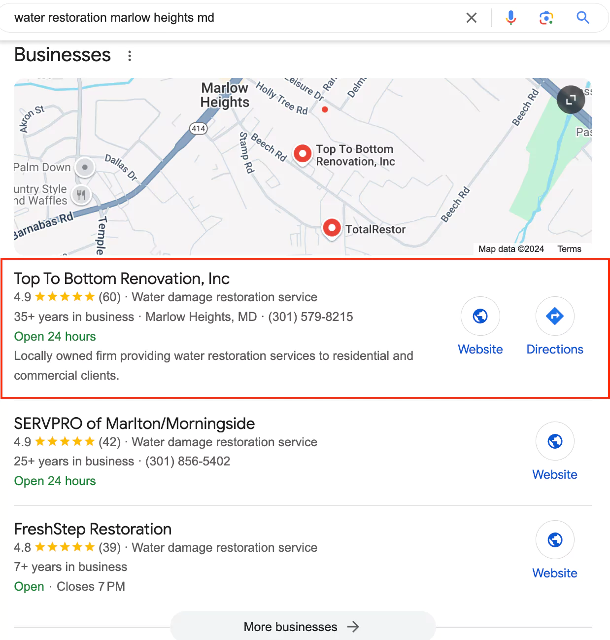 Google Maps SEO Example